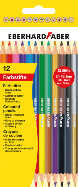 Eberhard Faber Eberhard Faber EF-514811 farget blyant 2-sidig farget øre 12 stykker 24 farger