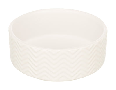 Trixie Wave Ceramic Food Bowl/Water Bowl, White