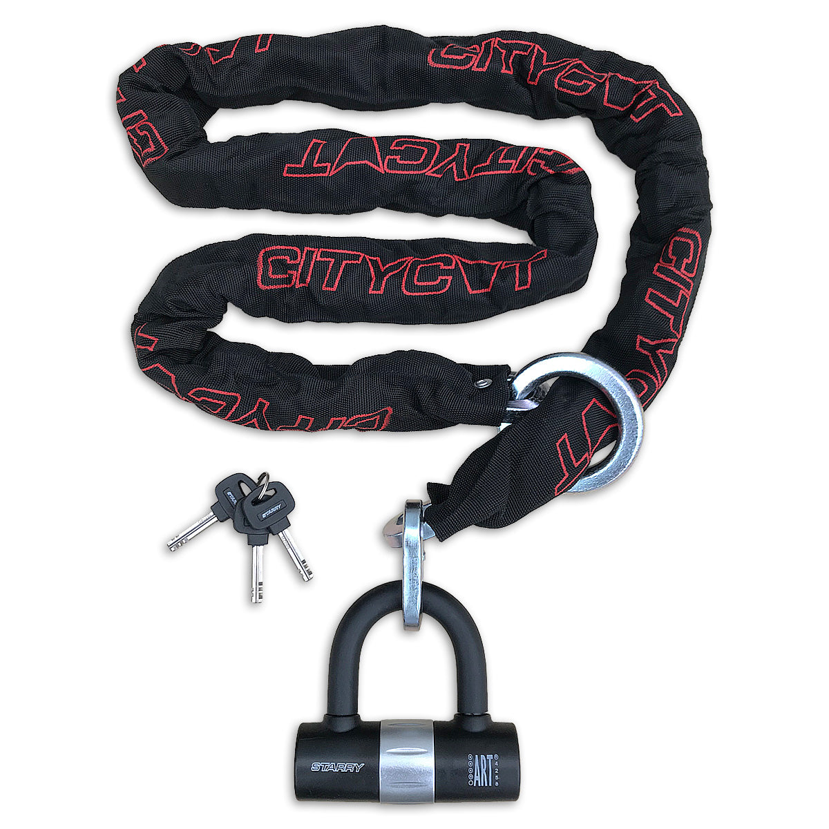 CityCat Chain Lock Art **** 180cm x10.5 mm. con bucle y mini bloqueo de soporte