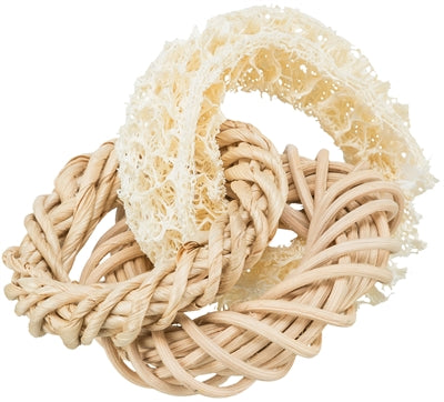 Trixie loofah Ring mat Rattan a Mais Blat Ring natierlech