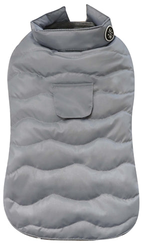 Croci Dog Jacket Padded Eco Leaves Recycled Gray