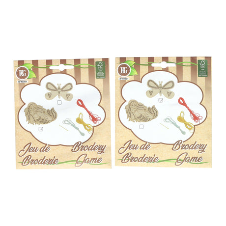 Embroidery kit wood - incl. 3 colors yarn and needle