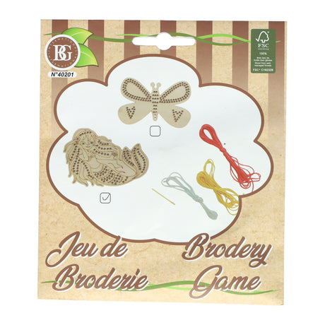 Embroidery kit wood - incl. 3 colors yarn and needle