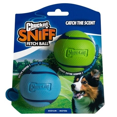 Chuckit sniff fetch ball combo combo arachut beurre bacon