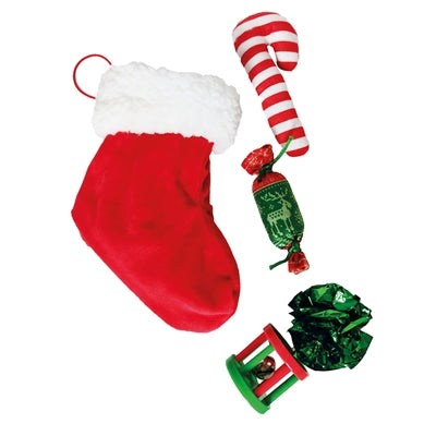 Croci Christmas sock cat with 4 toys