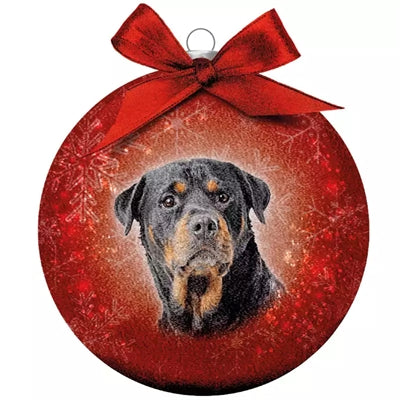 Plenty gifts Kerstbal frosted rottweiler rood