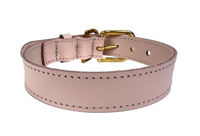 Chien de collier sazzz courageux en cuir rose clair