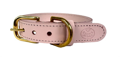 Chien de collier sazzz courageux en cuir rose clair