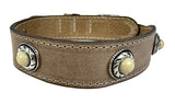 Sazzz Kragen Hund Boho Schatzstein Vintage Leder Beige