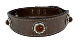 Sazzz collar dog boho treasure stone vintage leather brown