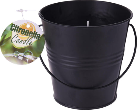 Pro garden candle citronella in black metal bucket
