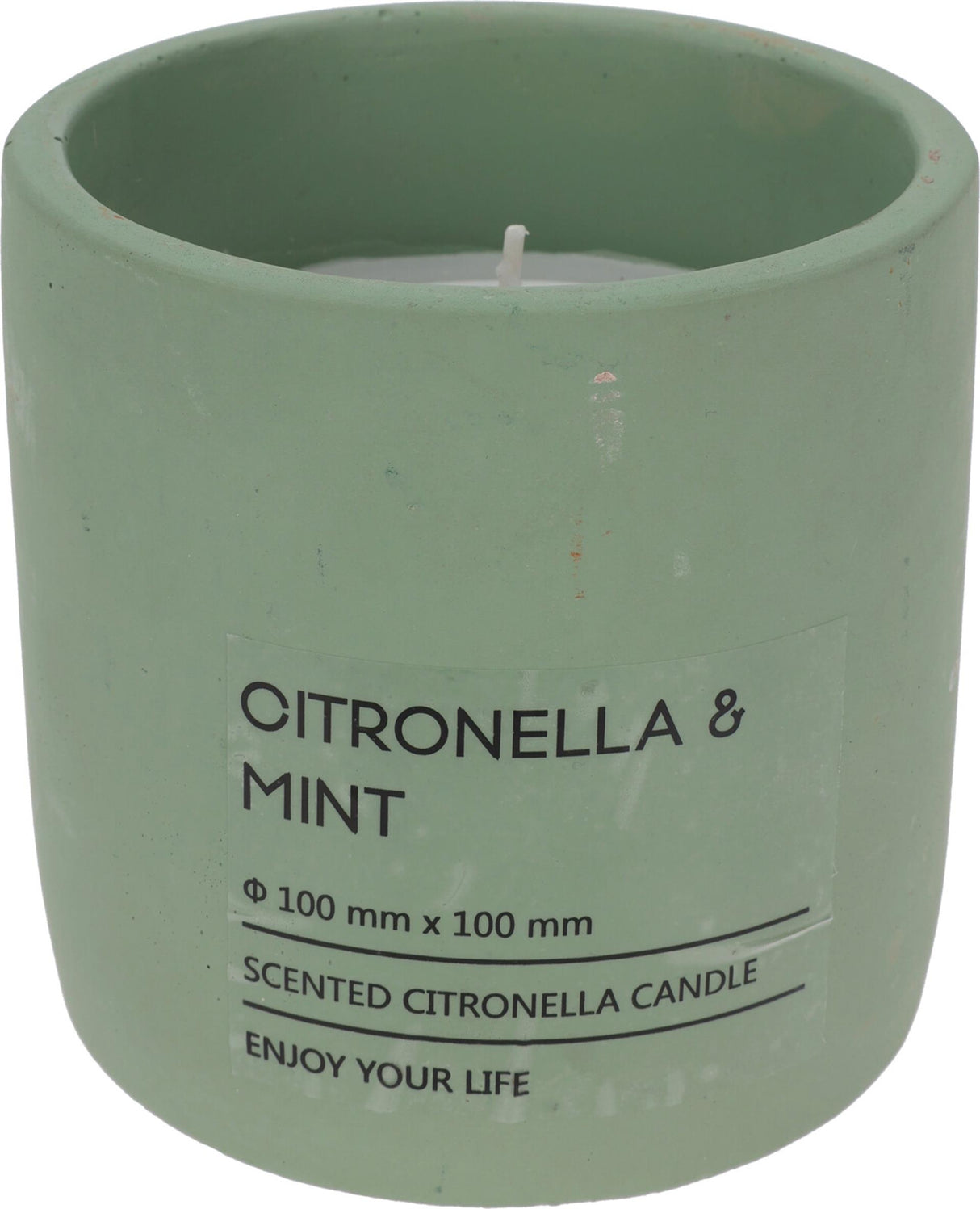 Pro garden citronella candle in pot 10cm green