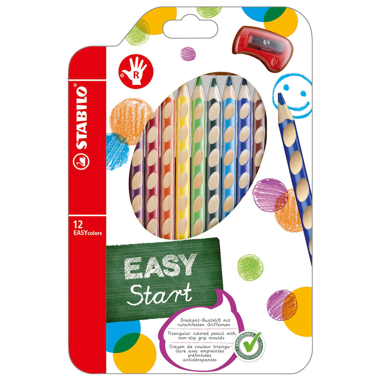 Stabilito EasyColors Matite colorate a destra 12 pezzi. + affiliatore a matita