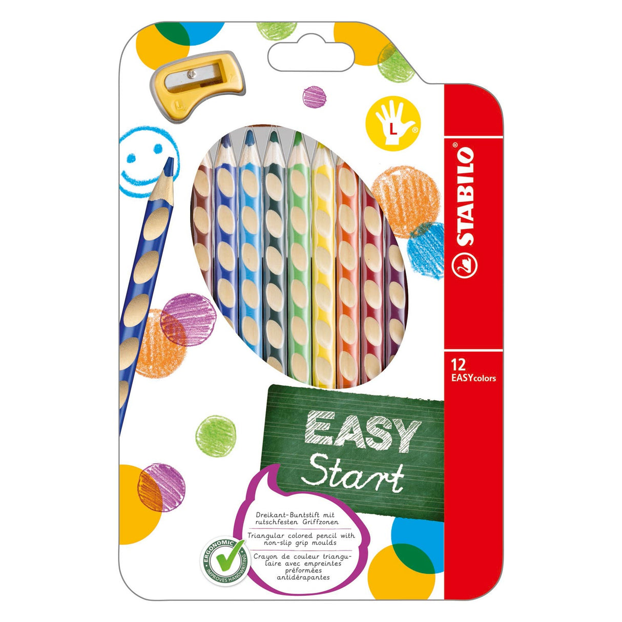 Stabilo Easycolors colored pencils left -handed 12 pcs. + pencil sharpener