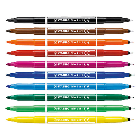 Stabilo Trio 2 in 1 felt -tip pen and fineliner in a set of 10 pieces