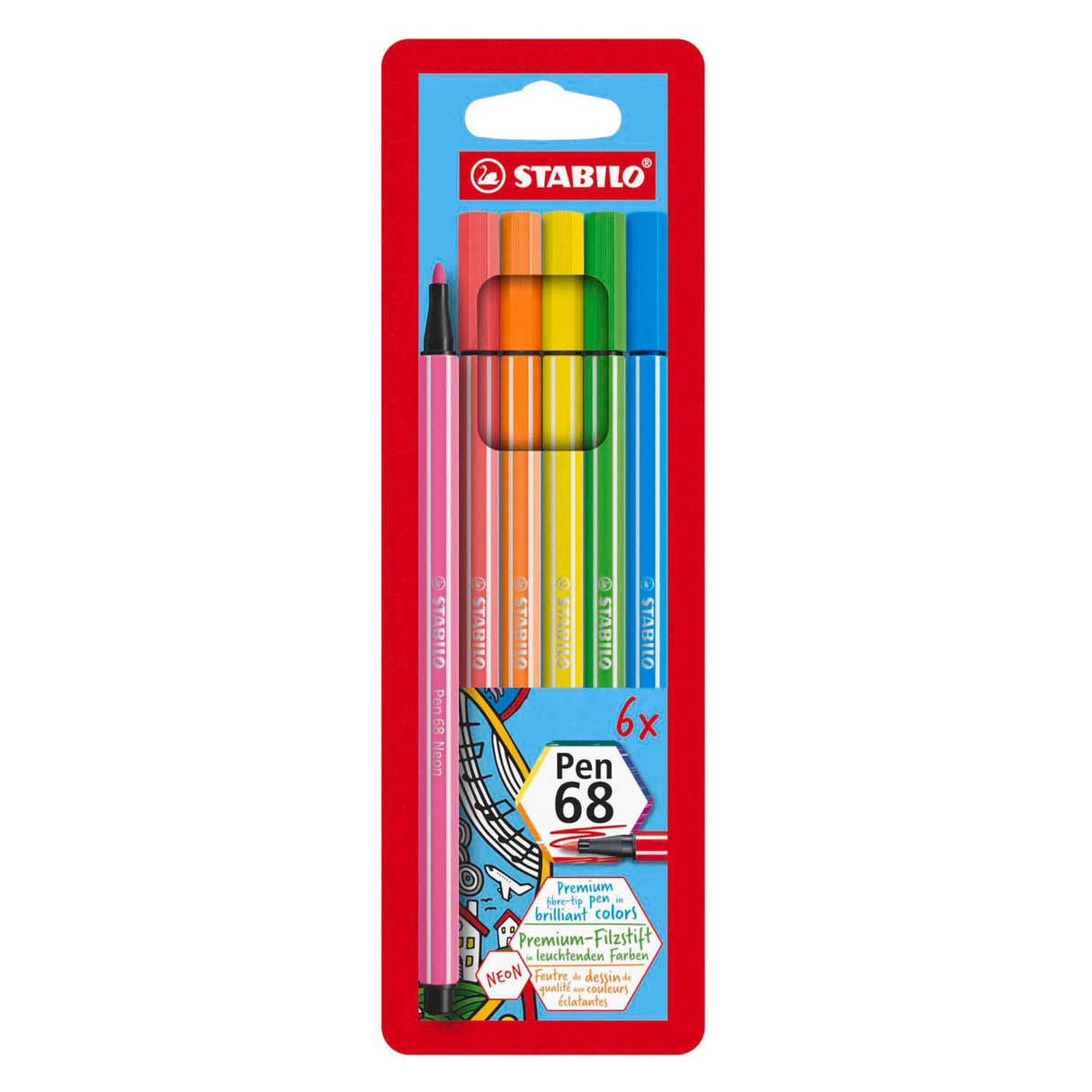 Stabilo Pen 68 - 6 colores fluorescentes