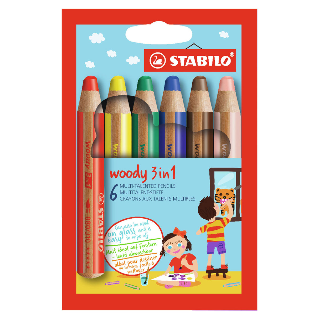 Stabilo Woody 3in1 colored pencils - 6 colors