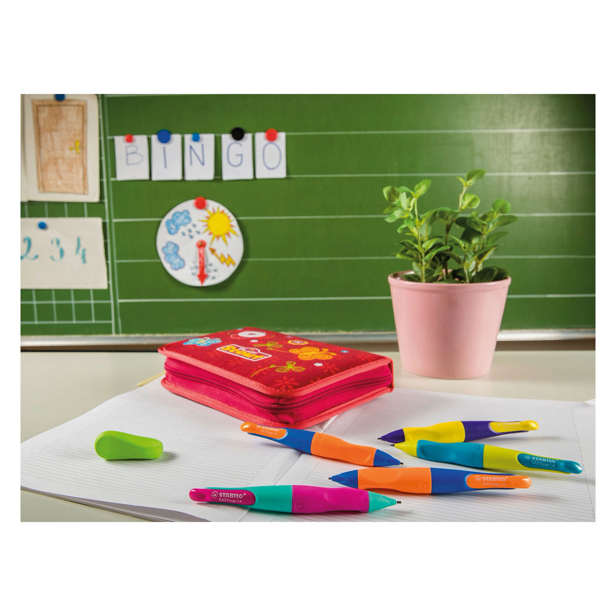 Stabilo easyergo 1.4 - ergonomesch mechanesch Bläistëft - lénkshand - neonrosa