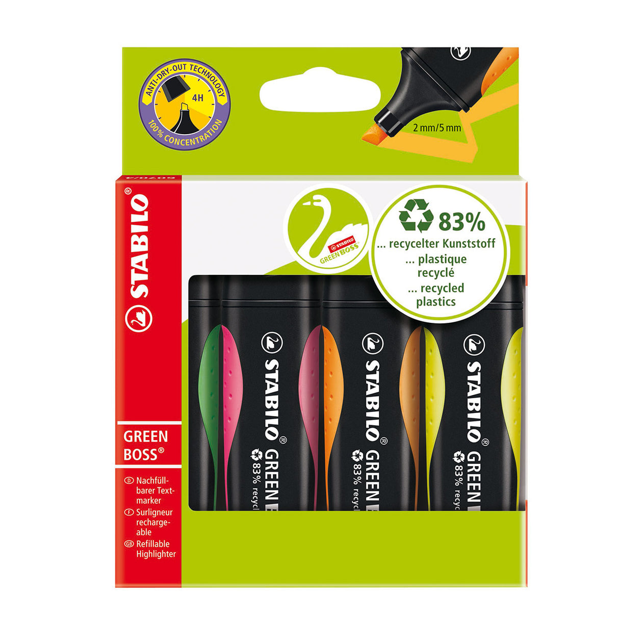 Stabilo Green Boss Markers, 4 ..