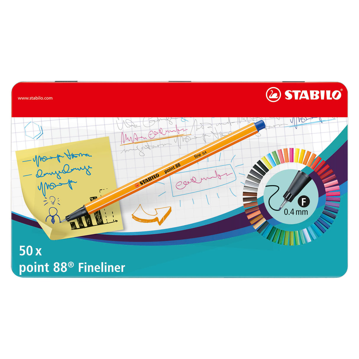 Stabilo Point 88 Metall Box Fineliners, 50.