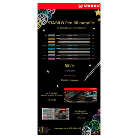 Stabilo Pen 68 Metallic felt -tip pens, 8st.