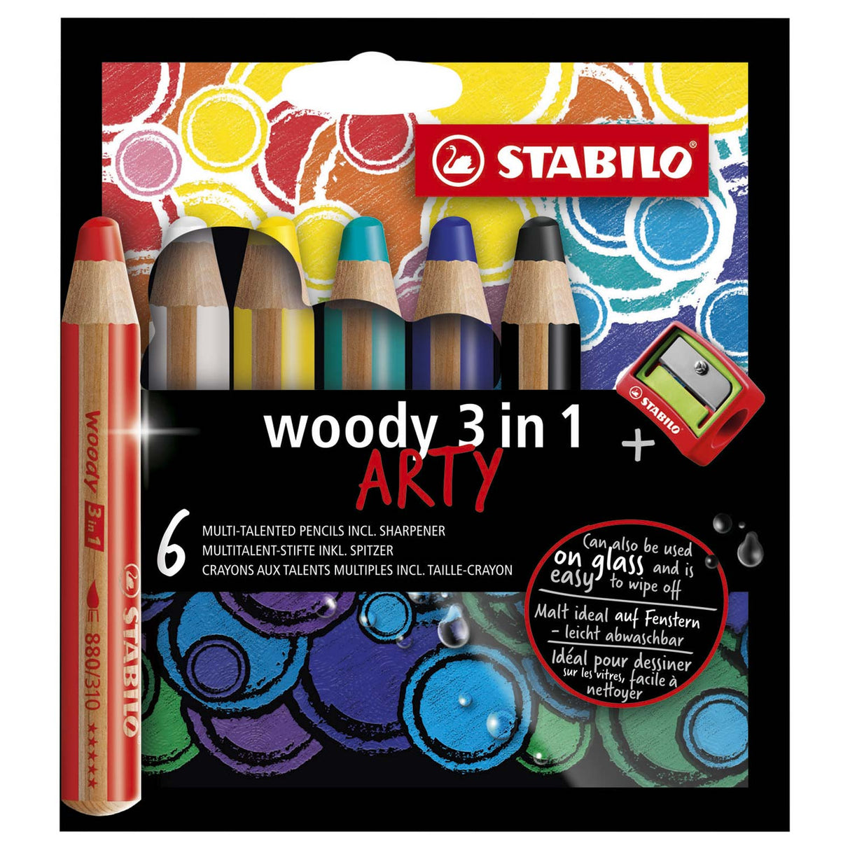 Stabilo Woody Arty colored pencils - 6 colors + pencil sharper