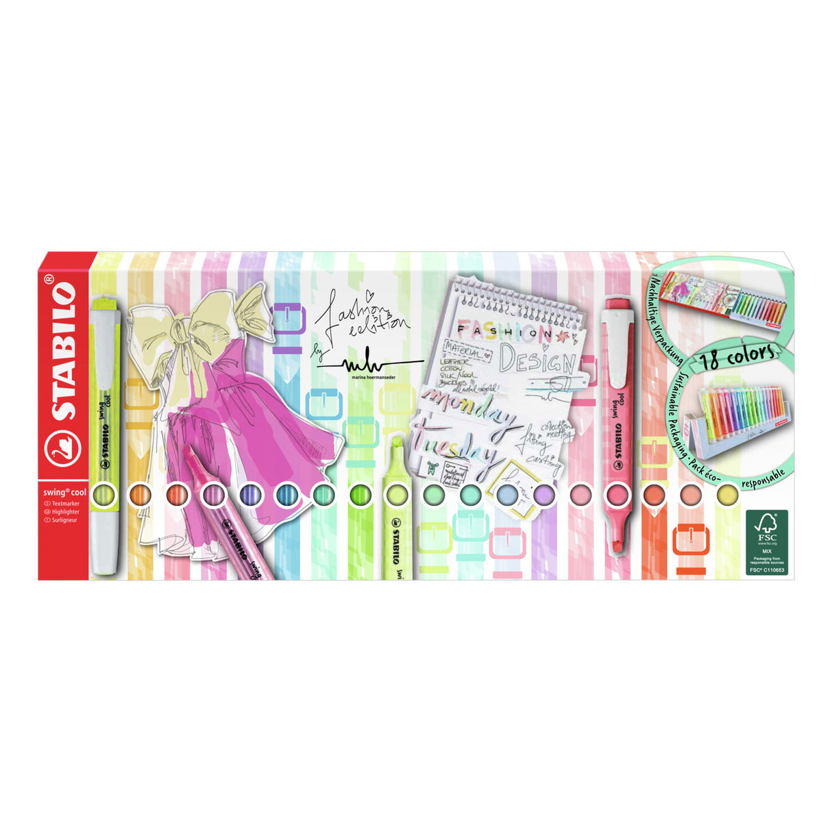 Stabilo Swing Cool Marking Stift 18 Stück Deskset