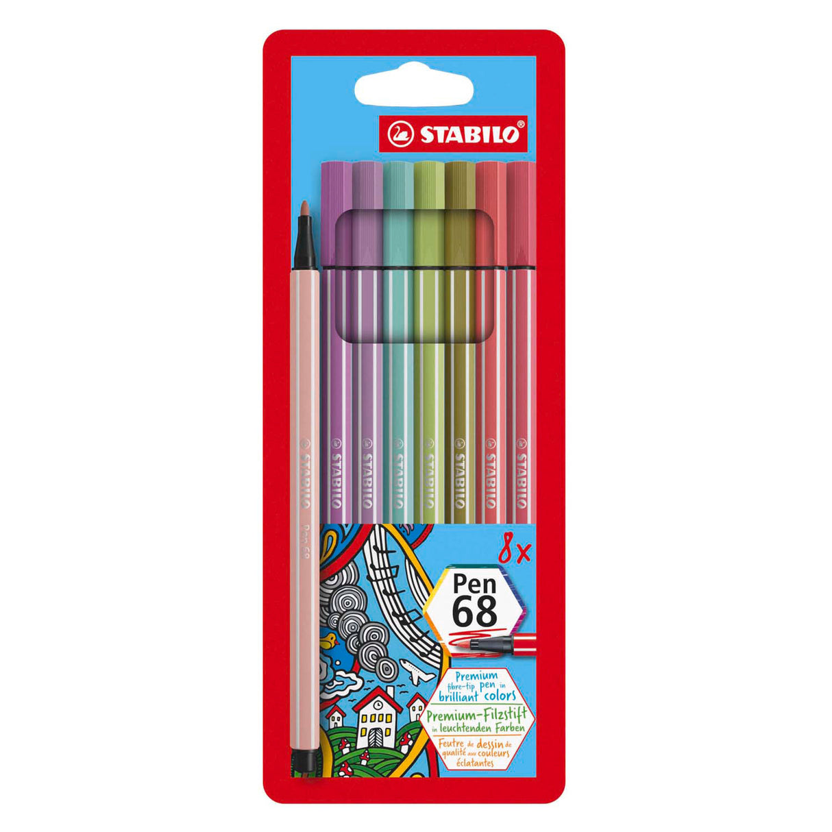 Stabilo Pen 68 Felt -tip pisala, 8st.