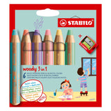 Stabilo woody 3in1 blyanter - 6 farger + blyantsovner