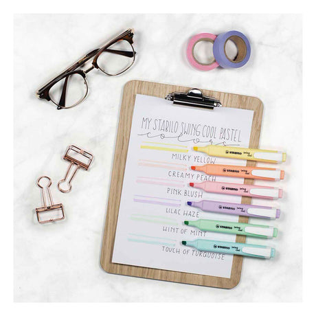 Stabilo Swing Cool – Textmarker – perfekt für unterwegs – Pastell – Etui mit 4 Farben