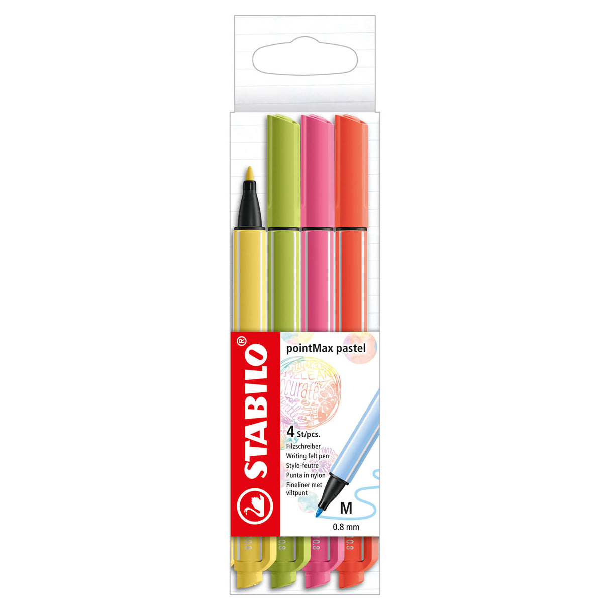 Stabilo pointmax pastel - hardtip fineliner - set 4 kosov