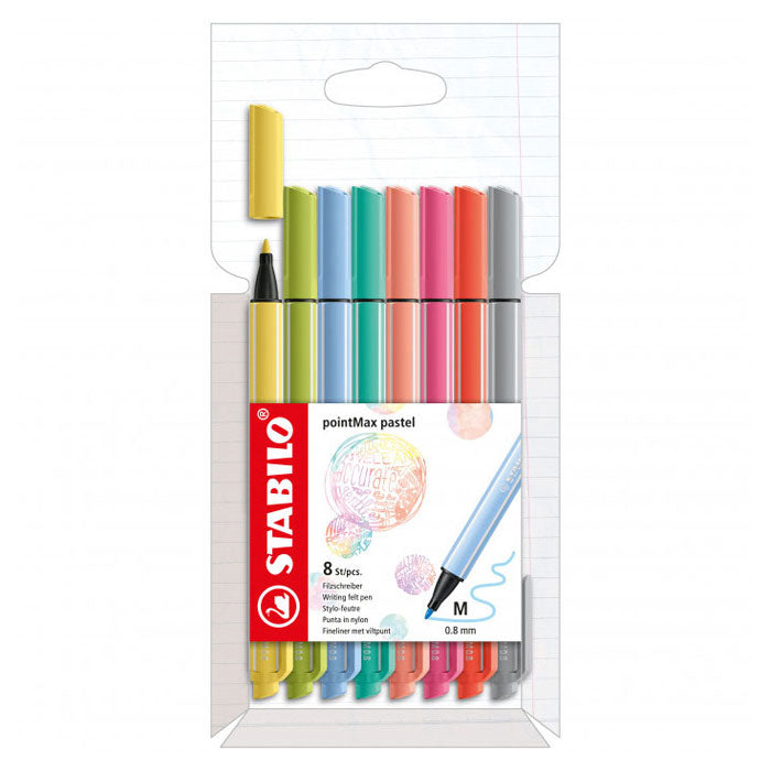 Stabilo Pointmax Fineliners Pastel, 8st.