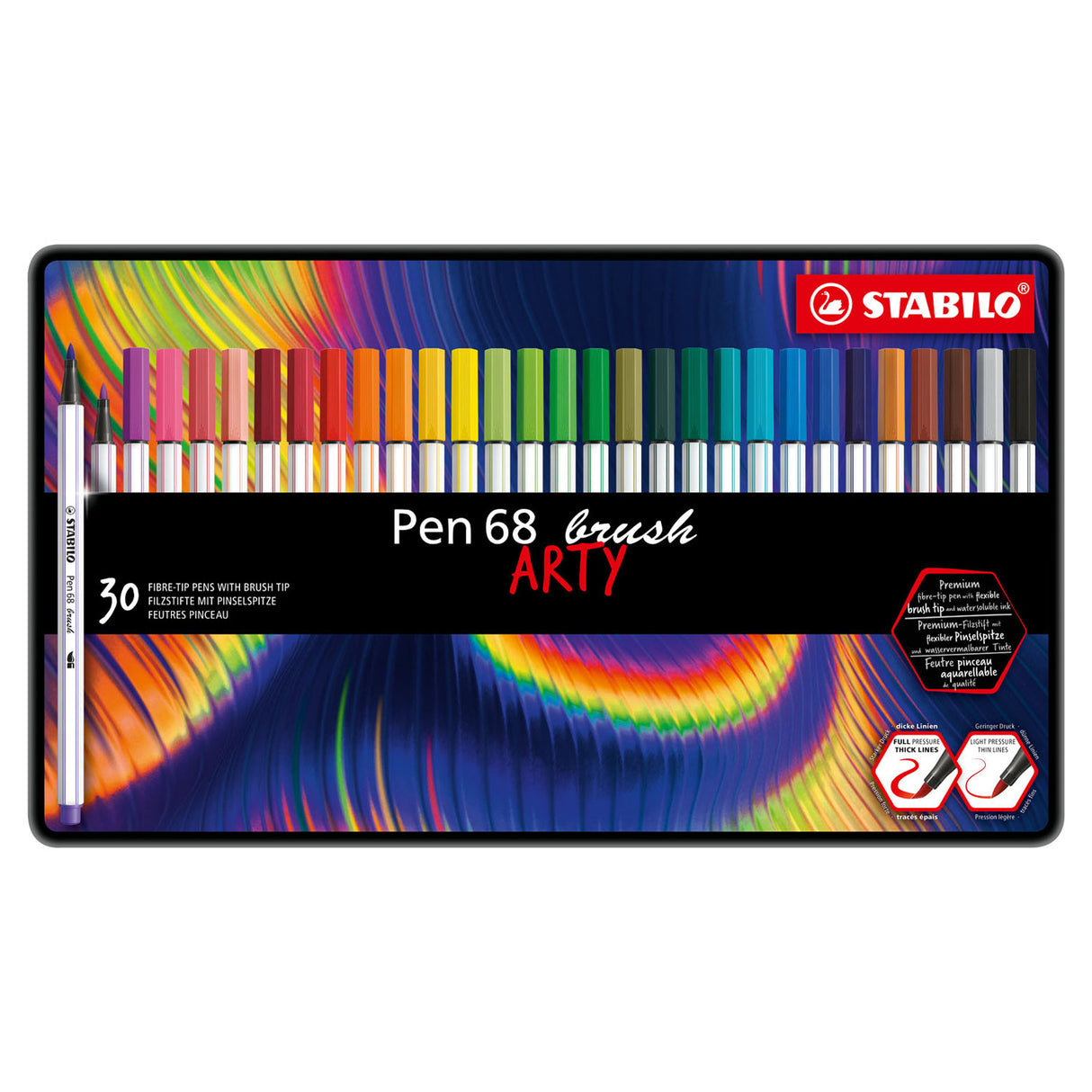 Stabilo Pen 68 Brush Arty Metal Box 30st.