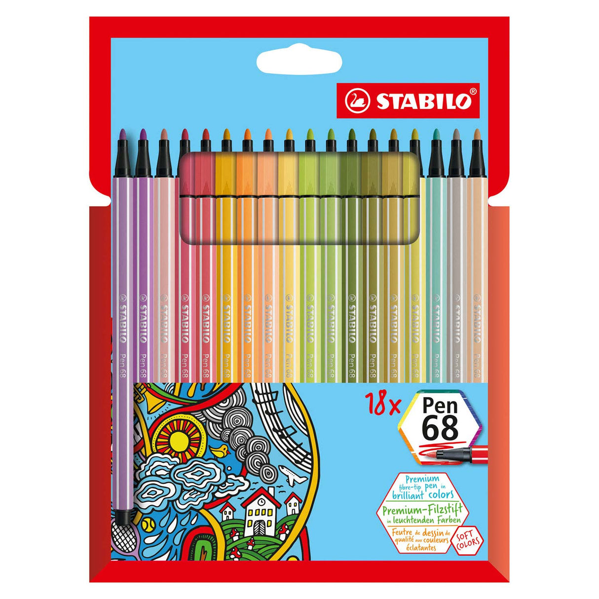 Stabilo Pen 68 Felt -Tip stylos 18e.