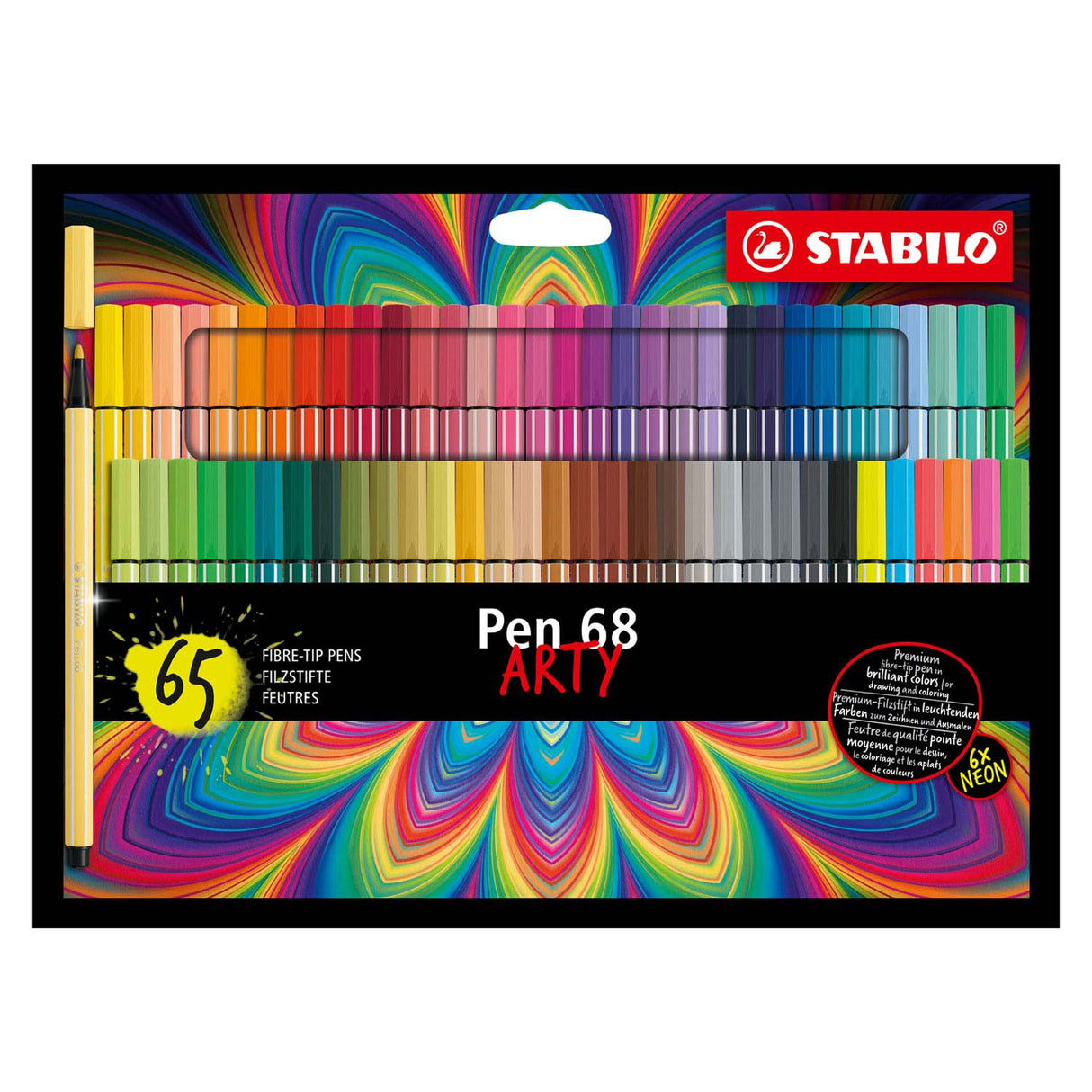 Stabilo Pen 68 Felt -Tip Pen Arty Set avec 65 pièces