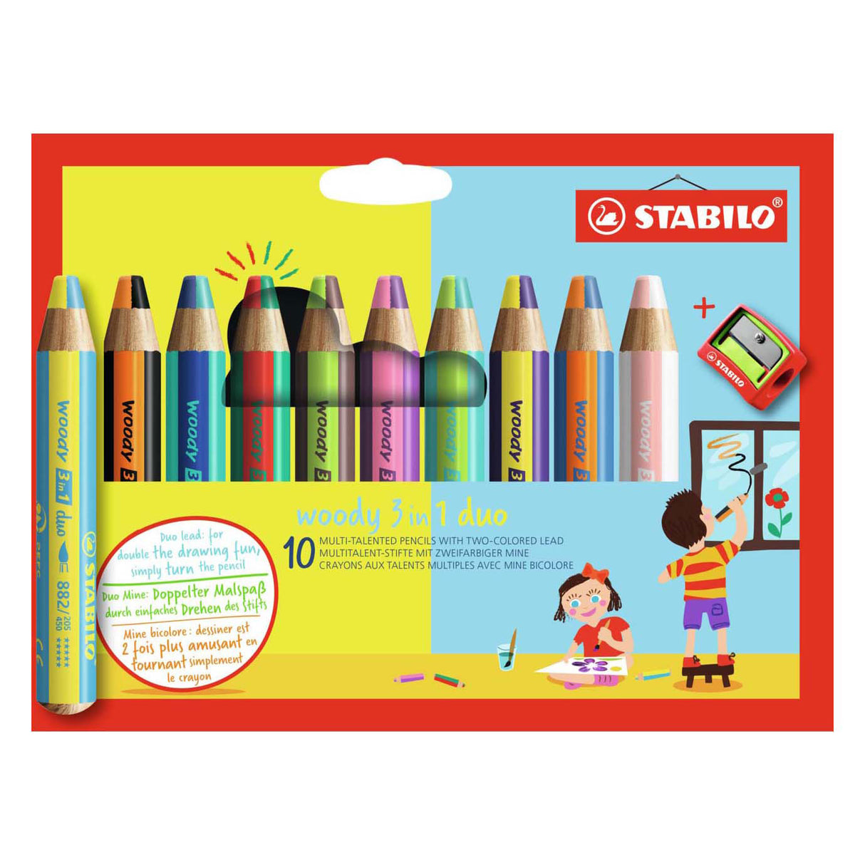 Stabilo Woody 3in1 Duo mit einem Bleistift schärfer, 11dlg.