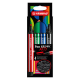 Stabilo Pen 68 Max Arty Felt -Tip Pen med tjocka mejsel topp 4 färger