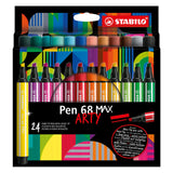 Stabilo Pen 68 Max Arty Felt -tip pen med tyk mejsel Peak 24 farver