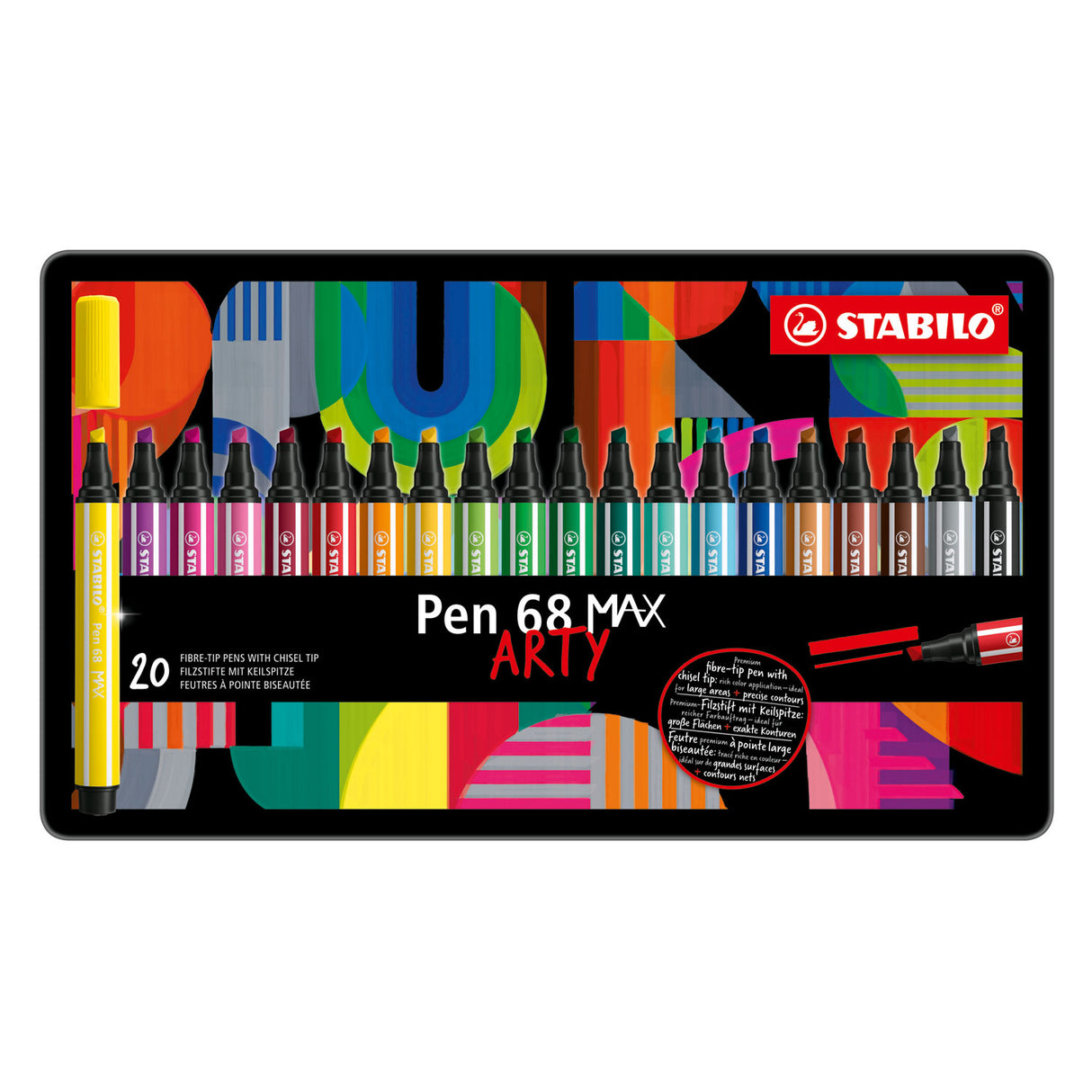 Stabilo Pen 68 Max Arty felt -tip pen with thick chisel peak 20 colors