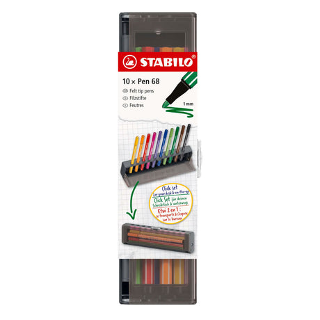 Stabilo pen 68 click felt-tip pens - 10-piece set