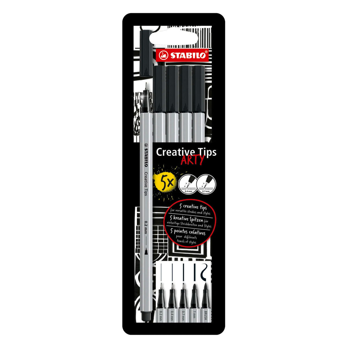Stabilo creative tips arty pennen zwart - 5dlg