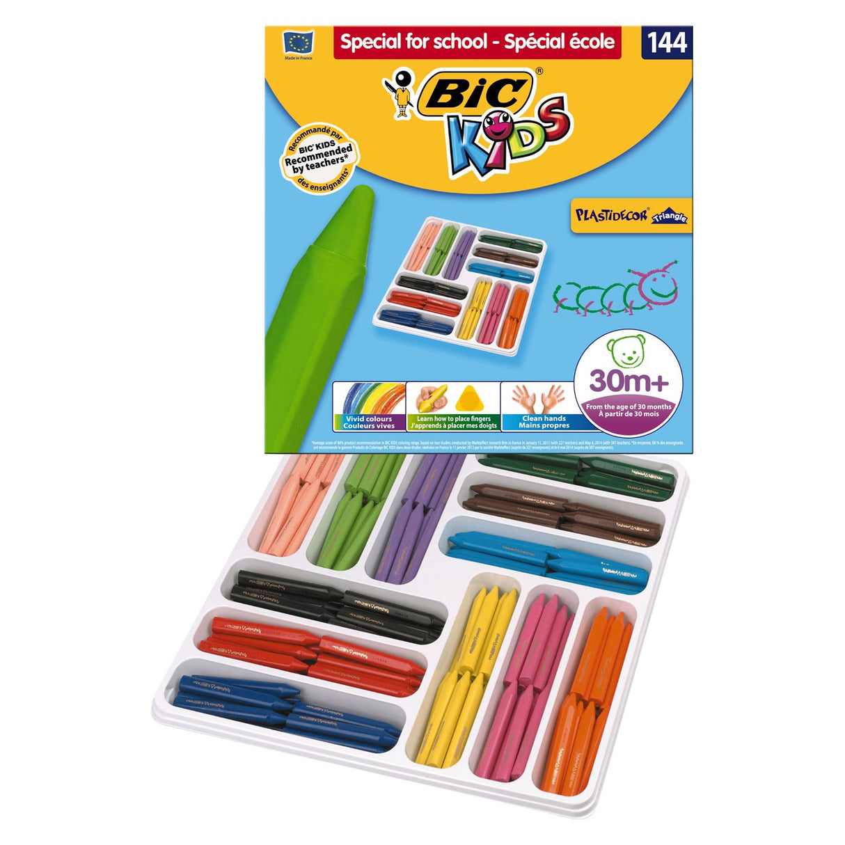 BIC Kanner Plustidecor Dräiecker Faarfkamplak, 144st.