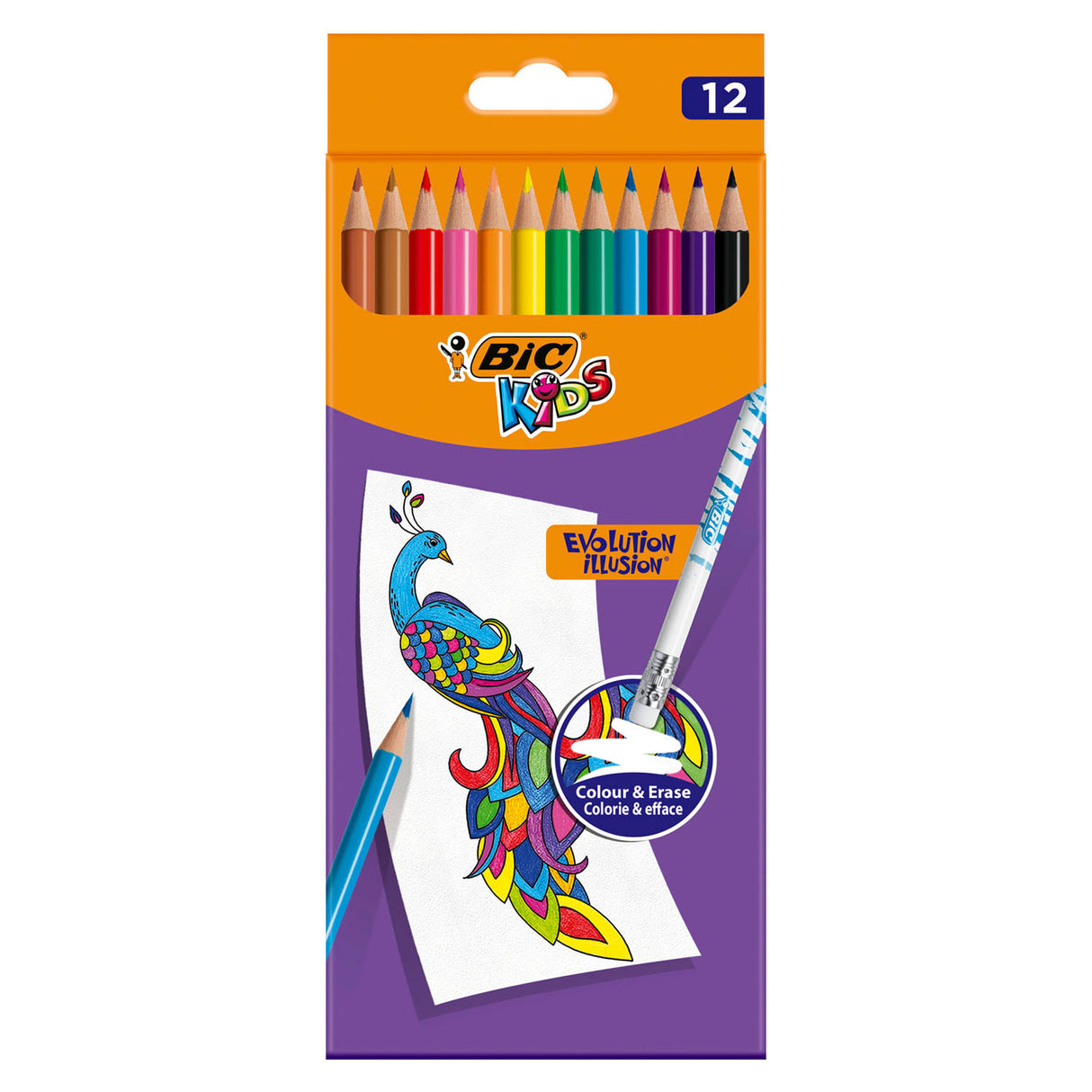 BIC Kids Evolution Exitable Colored Pencils, 12.