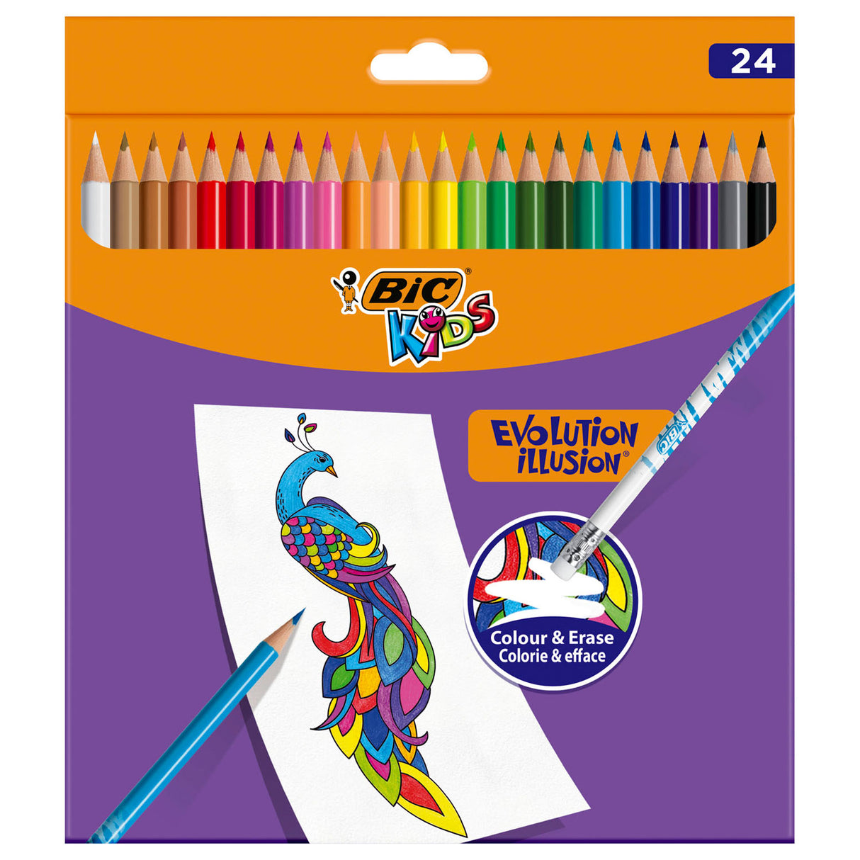 Bic kids illusion - colored pencils - children and adults - different colors - pencil - 24 pieces