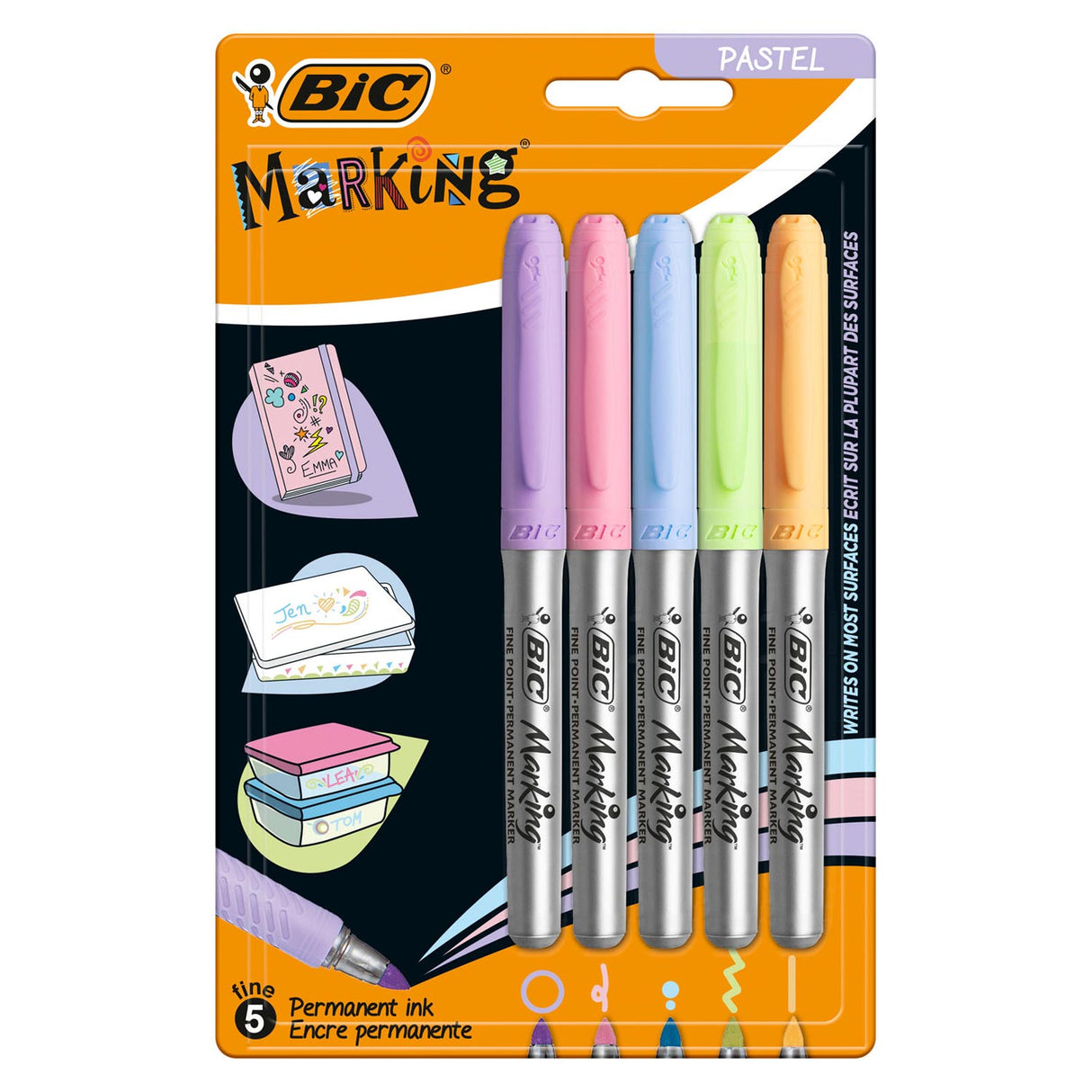 Bic intensity felt-tip pens permanent pastel, 5 pcs.