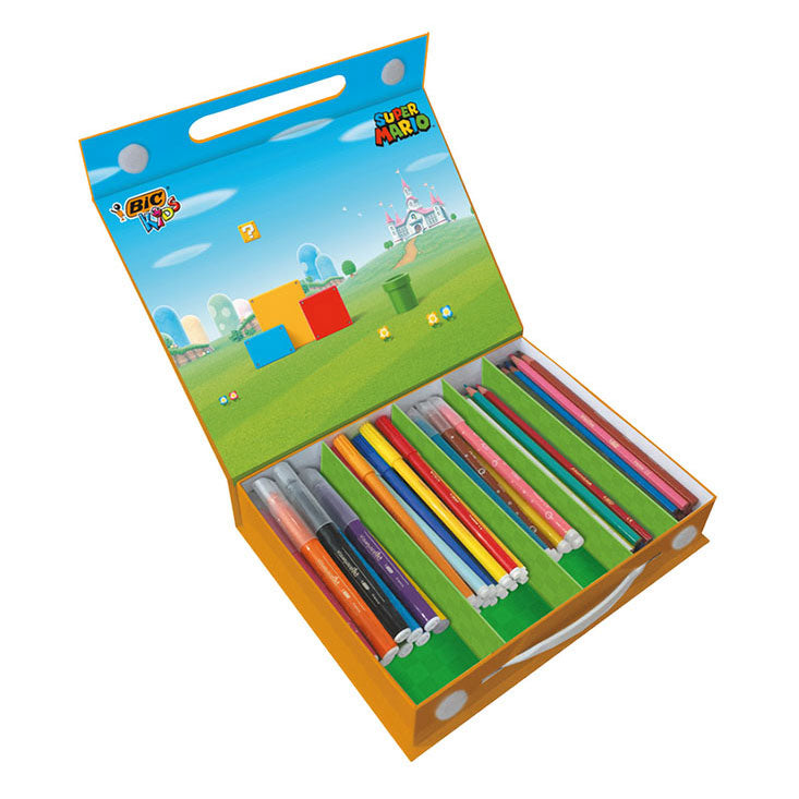 Bic Kids Super Mario Faarfkoffer, 70 Stéck.
