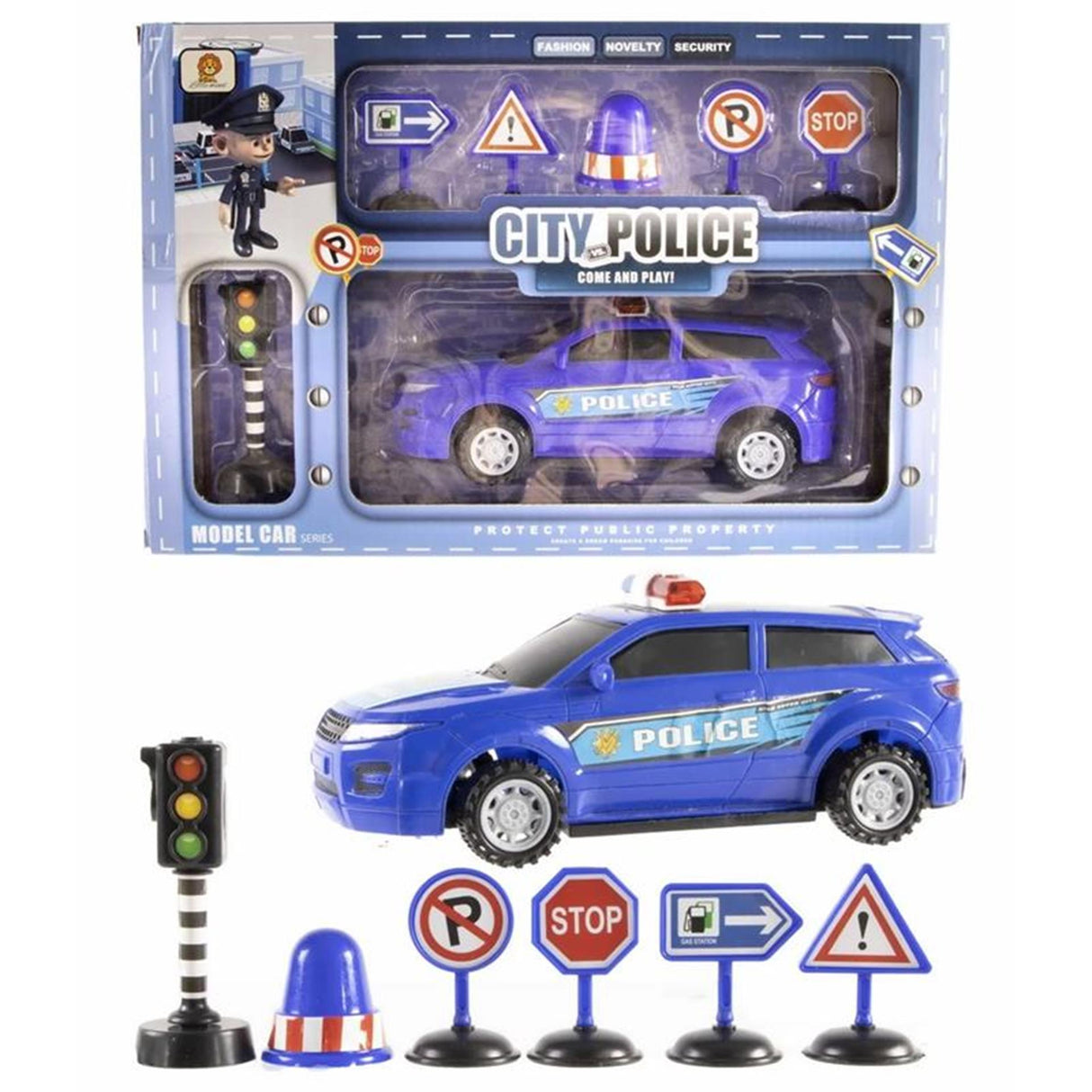 Car police play set 7-piece 37x24.5cm