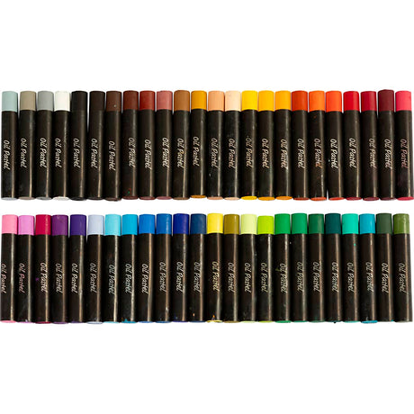 Olejové pastely Creativ Company, d: 7 cm, tloušťka 11 mm, různé barvy, 48 kusů 1 krabička