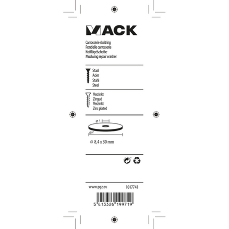 Mack 1017741 - body washer galvanized 12 pcs 8.4 x 30 mm | 10 pieces
