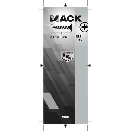 Mack 1019749 - spaanplaatschroef vz kop rvs 9 st 4,5 x 35 mm | 10 stuks